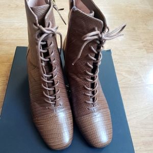 J.Crew Lizard Embossed Leather Lace up Boots